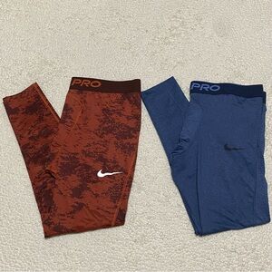 Lot Of 2 Nike Pro Dri Fit Tight Fit Leggings Red Digital Camo Blue Mens Size 4XL